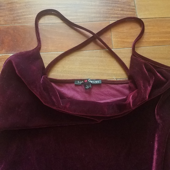 Crushed Velvet Maroon Mini Dress - Picture 2 of 4